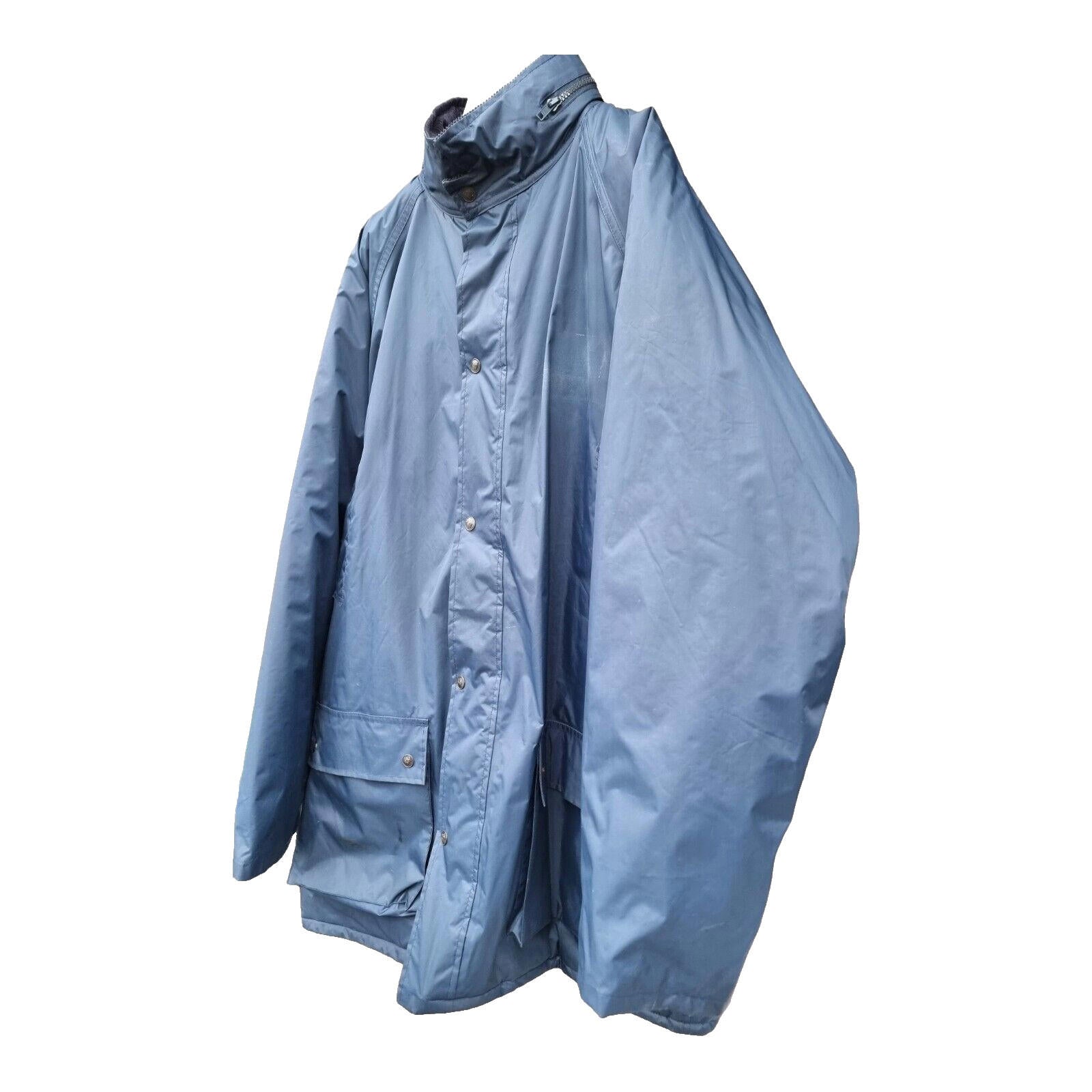 Vintage Blue Jacket Coat Water Resistant Stowaway Hood Men's UK Size Large