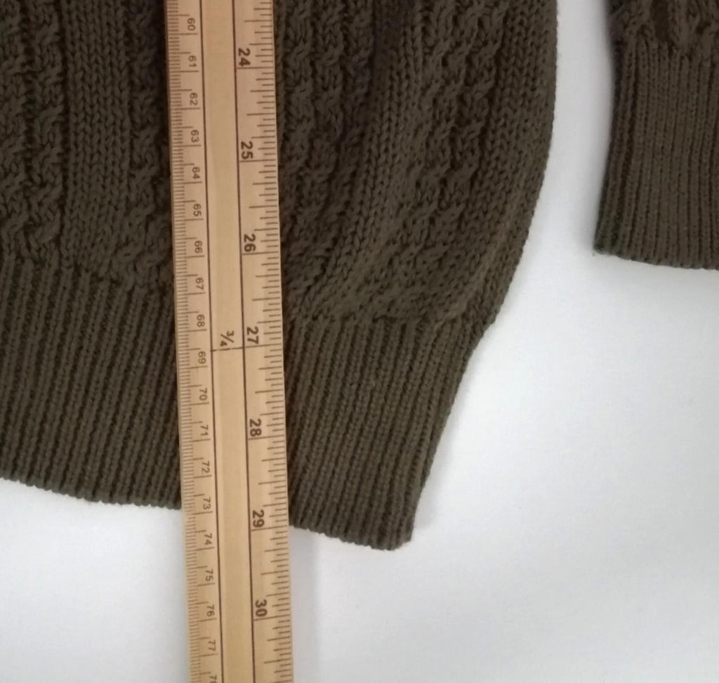 Jacamo Cable Knit Jumper Men's UK Size 2XL Khaki Green Crew Neck Sweater