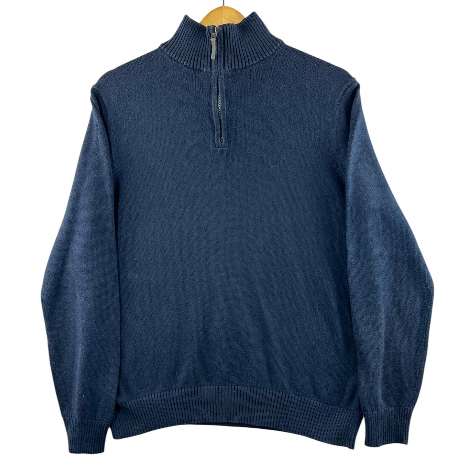 Nautica Jumper Men's UK Size S Blue Long Sleeve 1/4 Zip Embroidered Logo