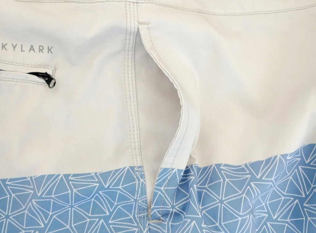 Skylark Swim Shorts Men's UK Size L Beige/Teal Polyester Rich Pockets Drawstring