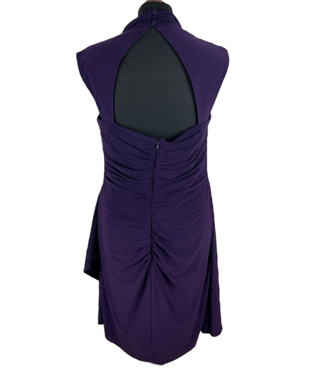 Scarlett Nite Purple Midi Dress Pencil Bodycon Dimante Detail Women’s UK Size 14