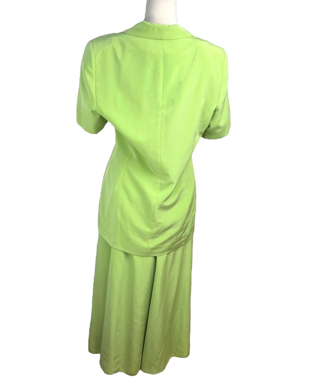 Alexon Skirt & Shirt Blouse Suit Women’s UK Size 14 Green Satin 2 Piece Set
