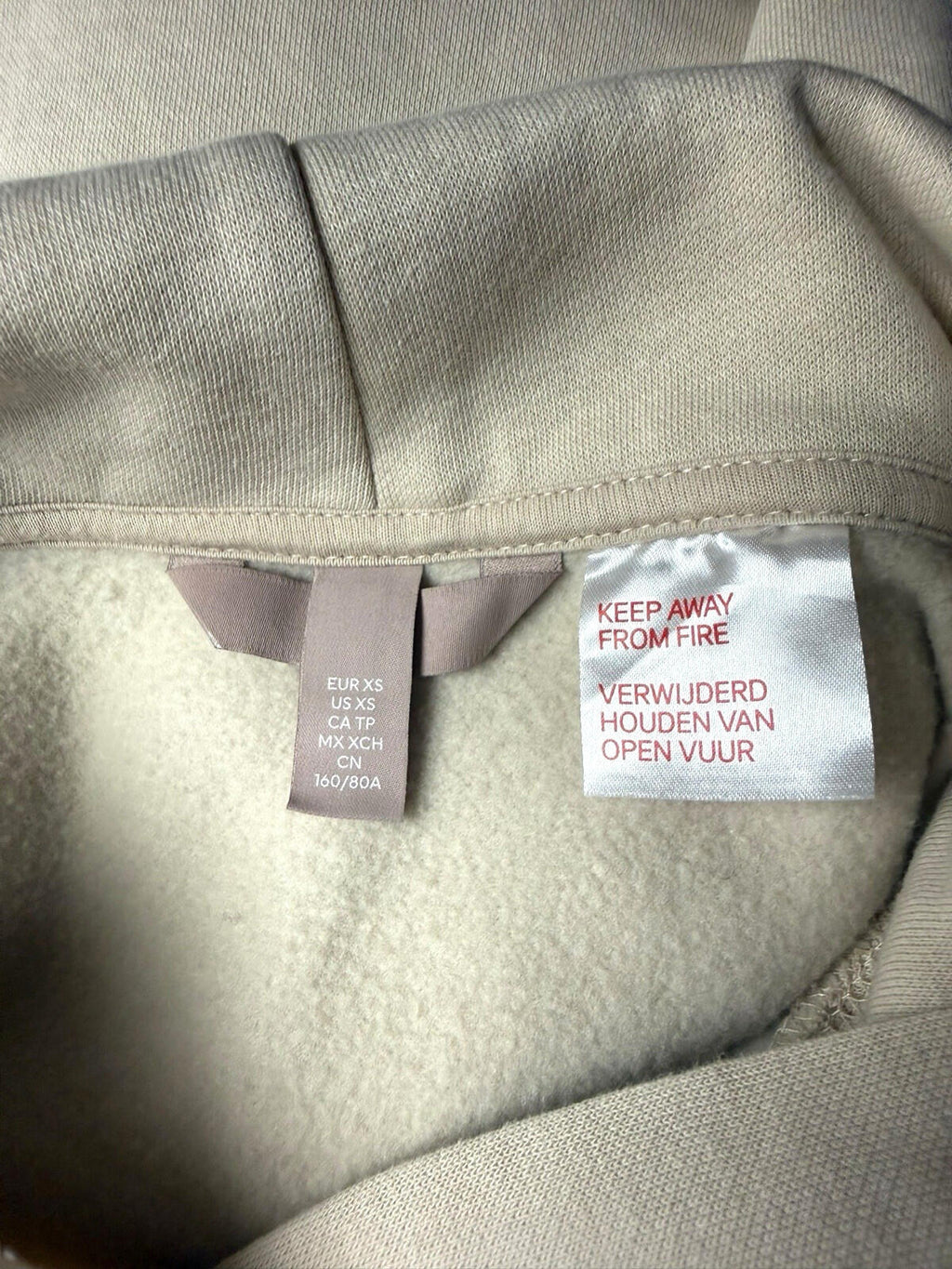 H&M Jersey Co Ord Set Women's UK Size XS Hoodie Jog Pants Beige