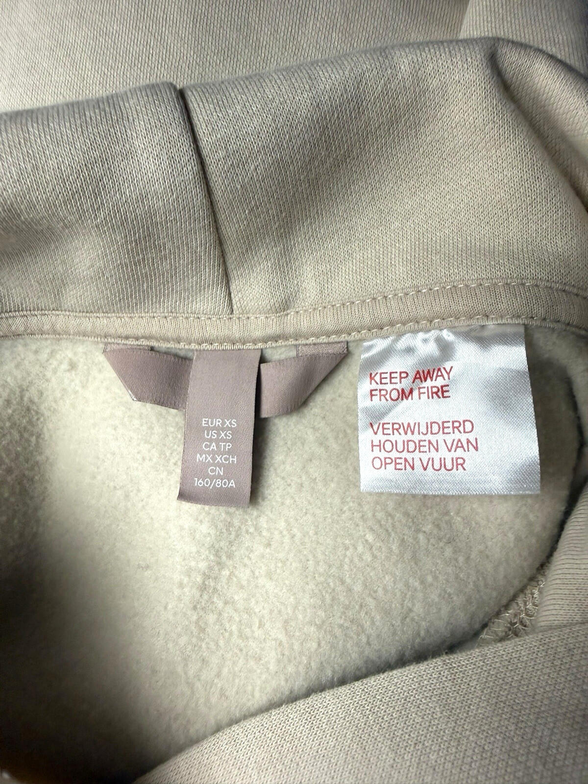 H&M Jersey Co Ord Set Women's UK Size XS Hoodie Jog Pants Beige