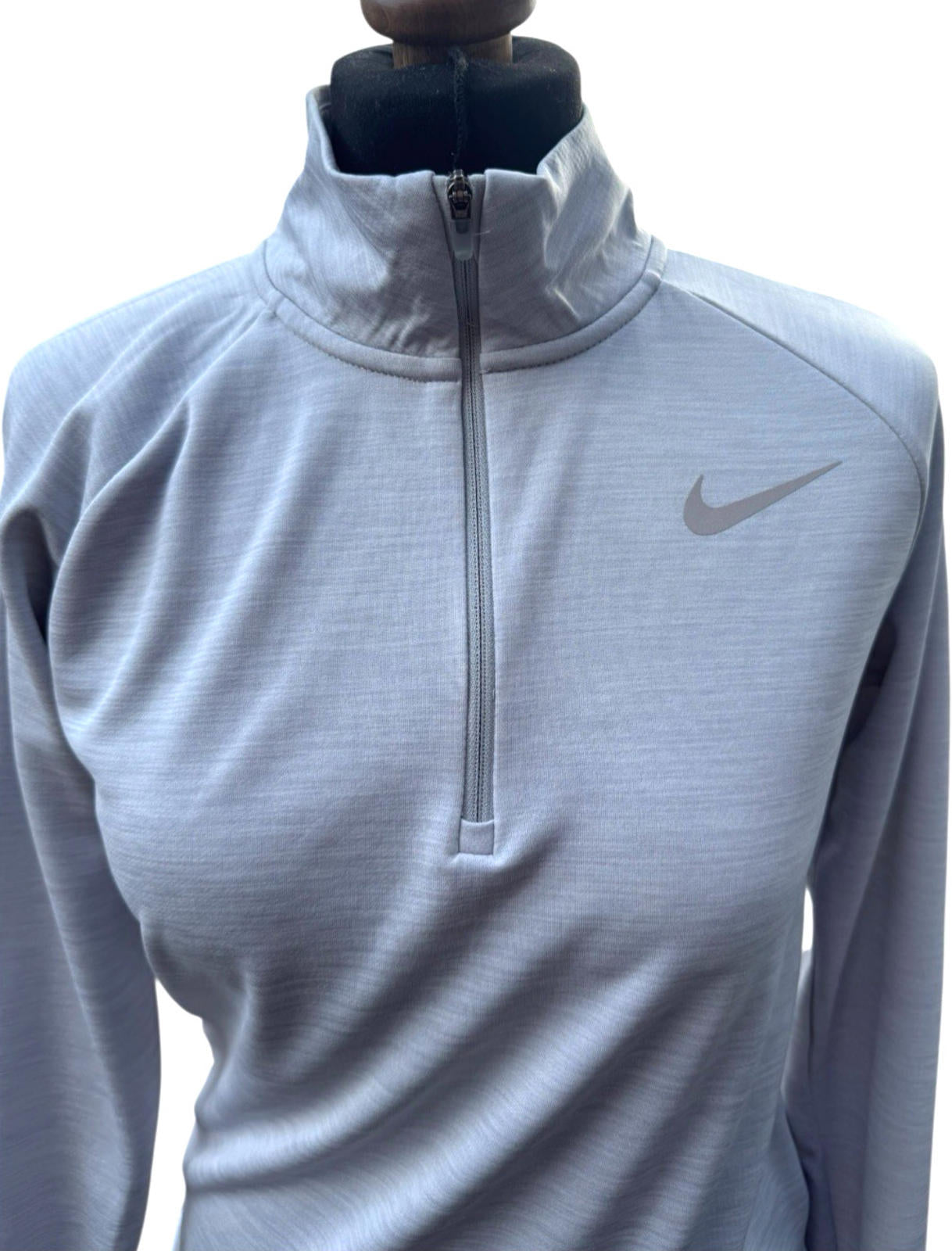 Nike Running Top Womens XS Grey 1/4 Zip Dri-Fit Pullover Activewear Thumbholes