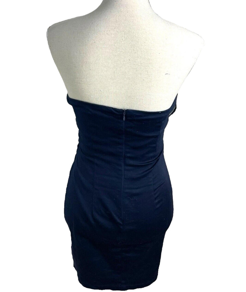 AX Paris Mini Dress Navy Strapless Embezzled Padded Women’s UK Size 10