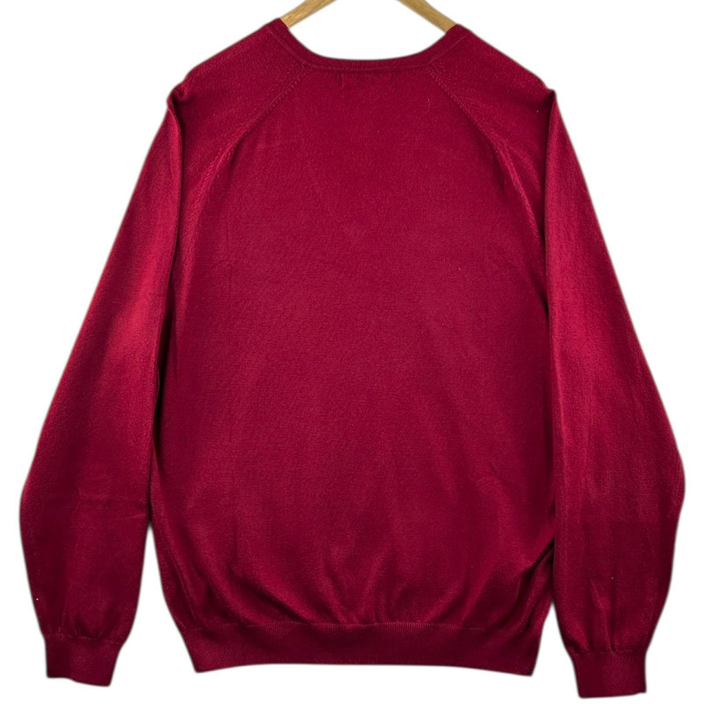 Eddie Bauer Knit Jumper Men's UK Size M Red V-Neck Long Sleeve Sweater
