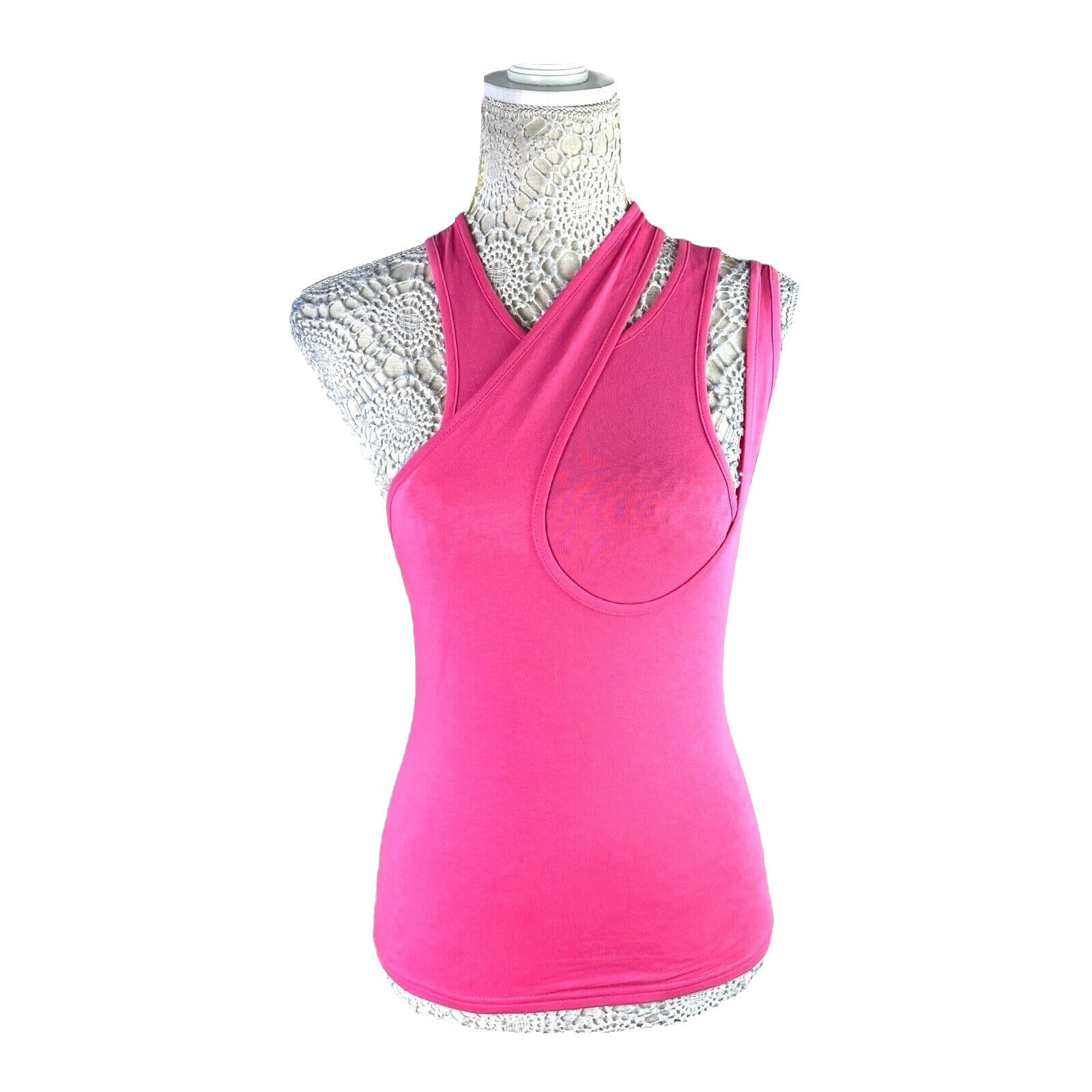 Pretty Little Thing Tank Top Pink Multi Strap Women’s UK Size 8