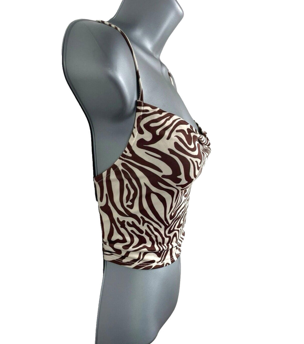 Stradivarius Crop Top Swirl Design Tie Back Design Women’s UK Size XS