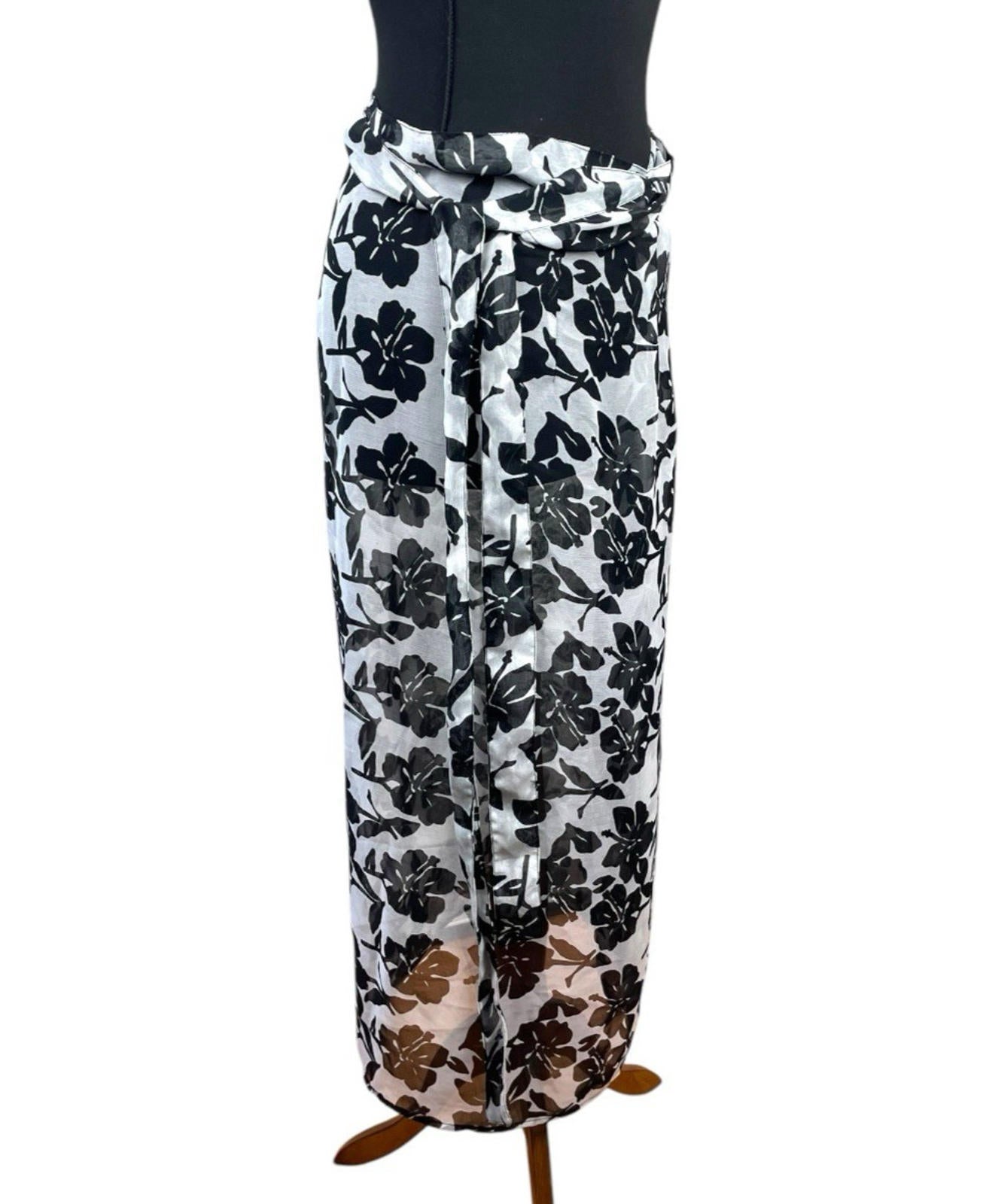 Atmosphere White  Floral Chiffon Skirt Belted Cover Up Women’s UK Size 16-18