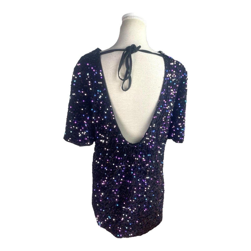 Full Sequin Party Mini Dress Backless Women’s UK Size L (12-14)