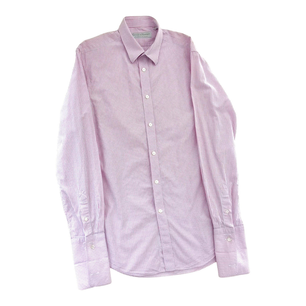 Gieves & Hawkes Pink Check Long Sleeve Shirt Men's UK Size M 37" Chest