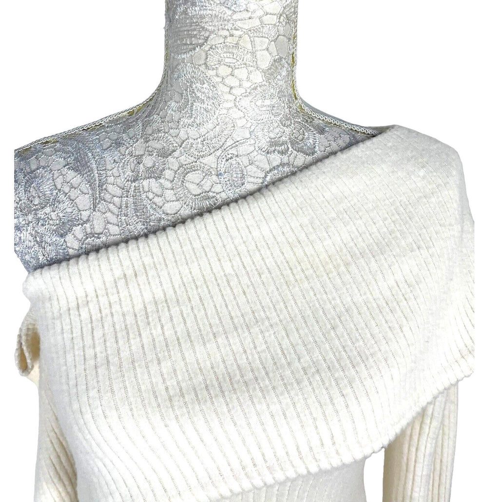 PLT Knit Jumper Mini Dress Women's UK Size 8 Asymmetric One Shoulder Long Sleeve
