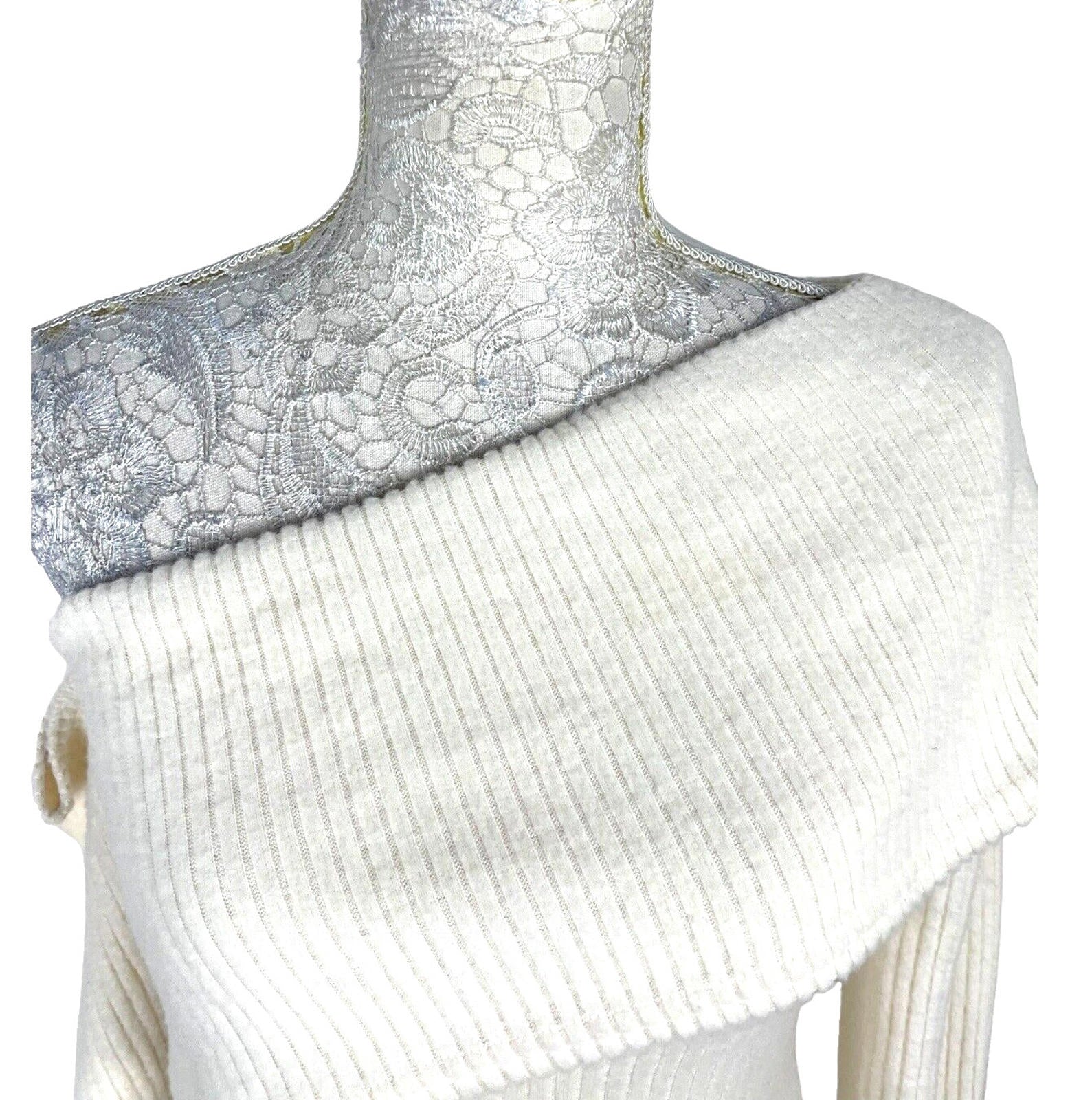 PLT Knit Jumper Mini Dress Women's UK Size 8 Asymmetric One Shoulder Long Sleeve