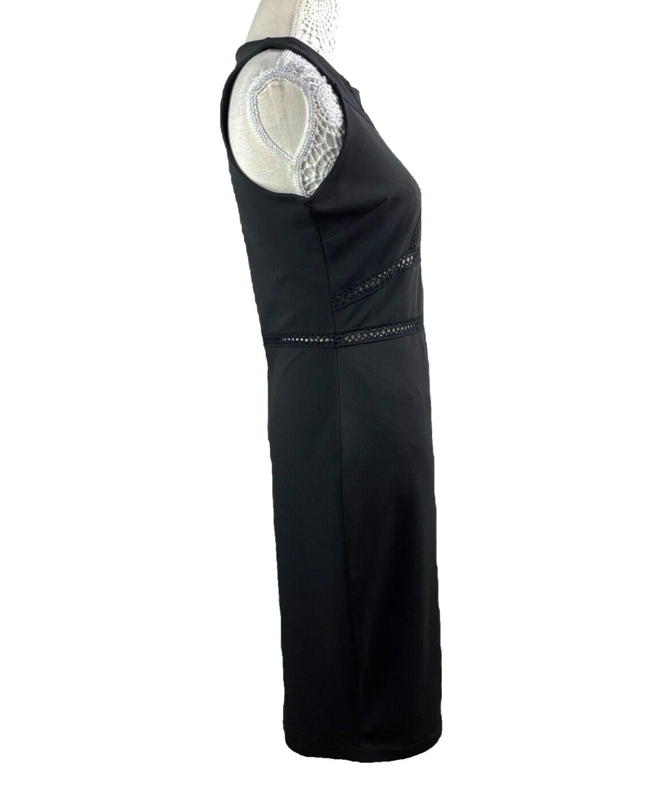 River Island Black Pencil Dress Sheer Panel Detail Midi Women’s UK Size 12