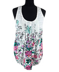 F&F Floral Blouse Women’s UK Size M Button Up White Embroidered Sleeveless
