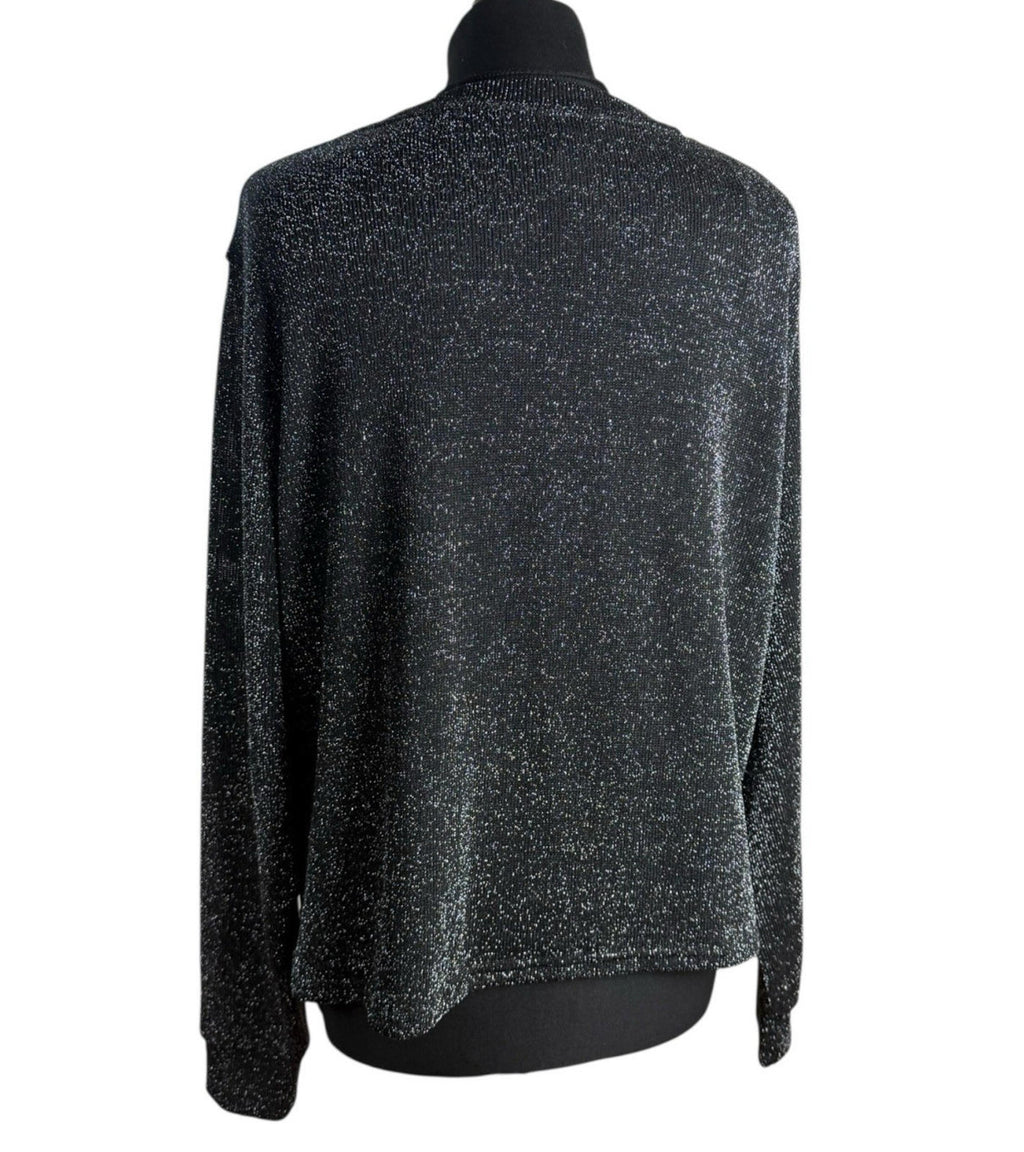 Divided Black Silver Sparkle Sweater Jumper Women’s UK Size L Crew Neck