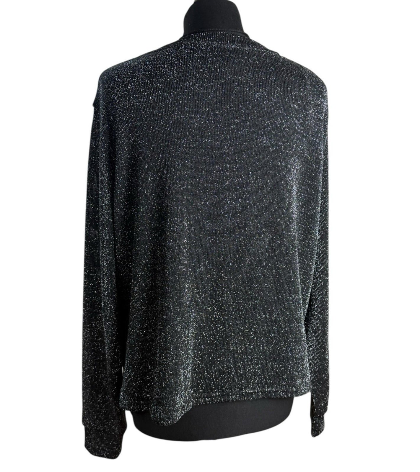 Divided Black Silver Sparkle Sweater Jumper Women’s UK Size L Crew Neck
