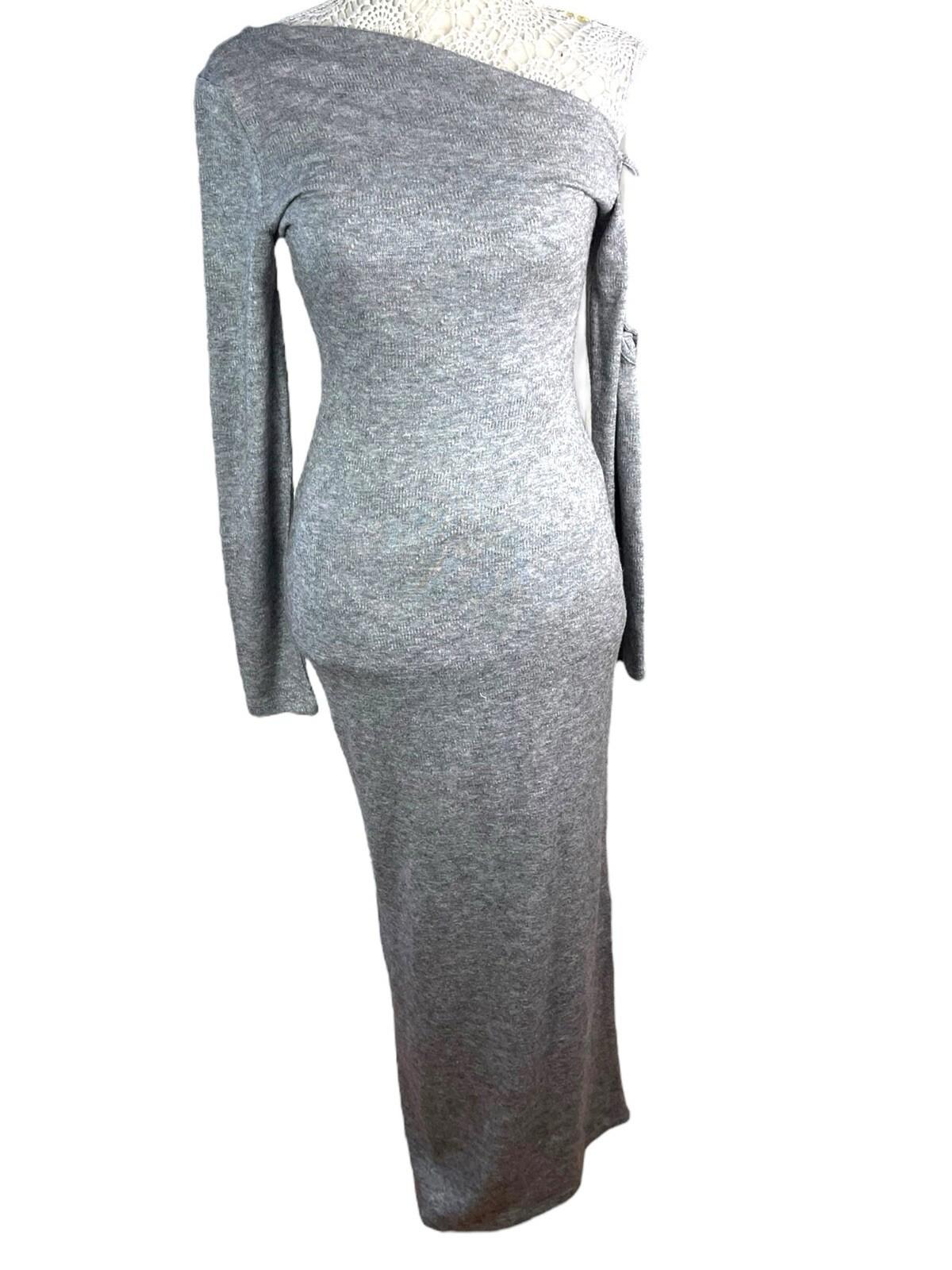 Figa Grey Knit Soft Touch One Shoulder Maxi Dress Women’s UK Size 8