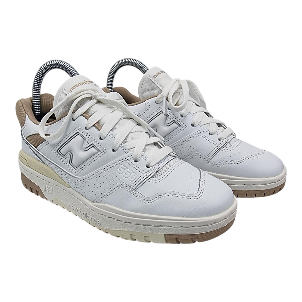 New Balance 550 Trainers Women's UK Size 4 White Tan Synthetic Leather