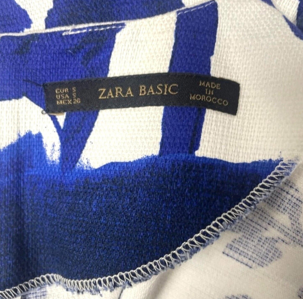 Zara Textured Floral Cotton Blend Crop Top Women's UK Size Small S