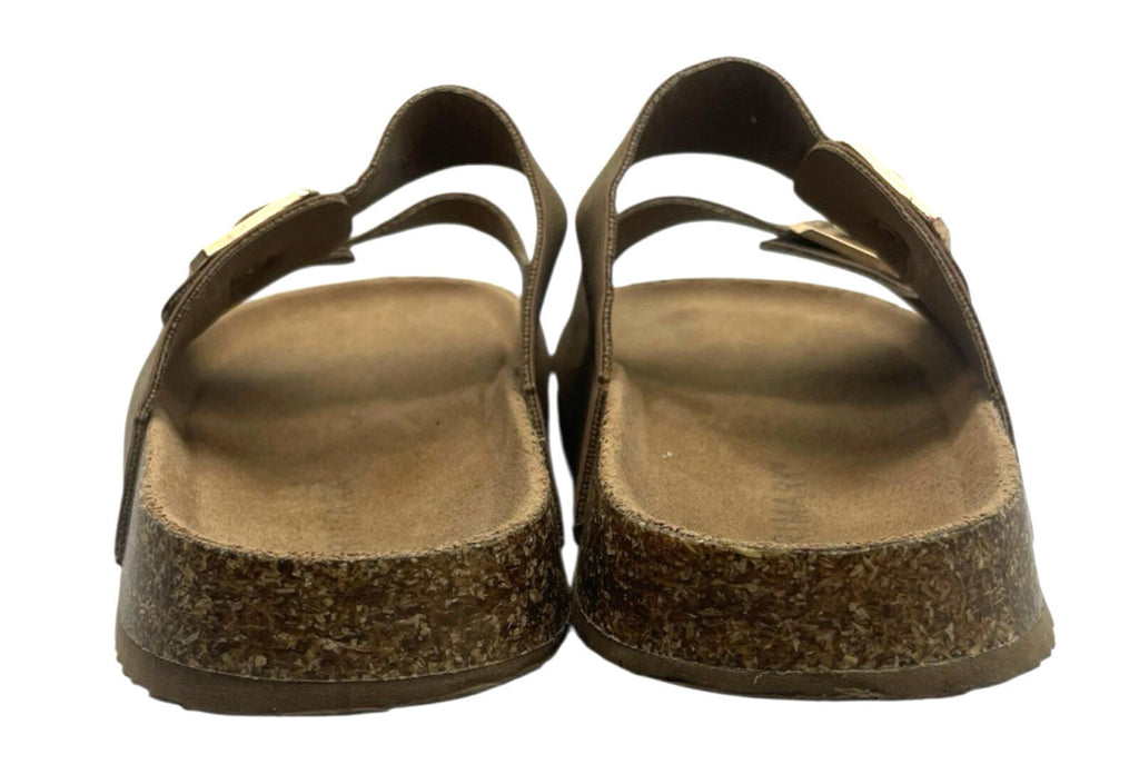 Primark Faux Leather Slider Sandals Women's UK Size 3 Open Toe Gold Buckle