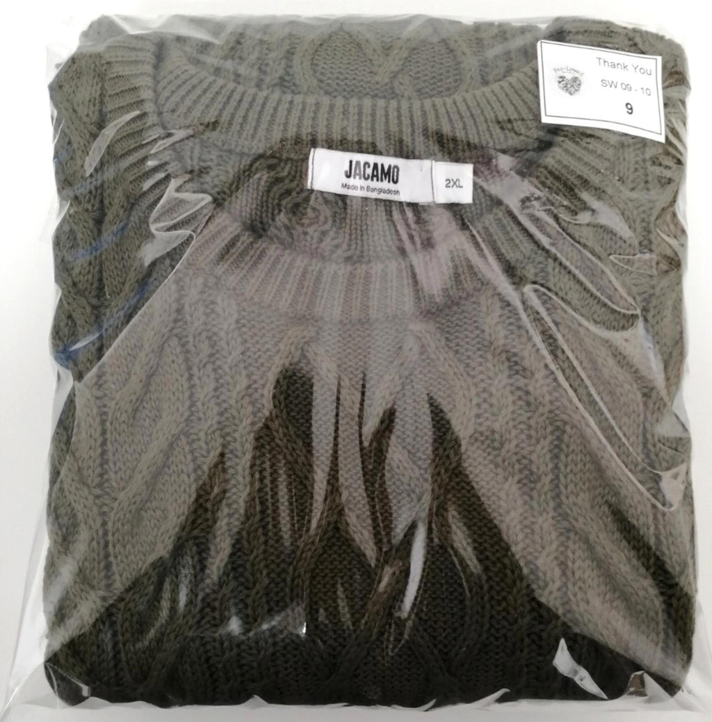 Jacamo Cable Knit Jumper Men's UK Size 2XL Khaki Green Crew Neck Sweater