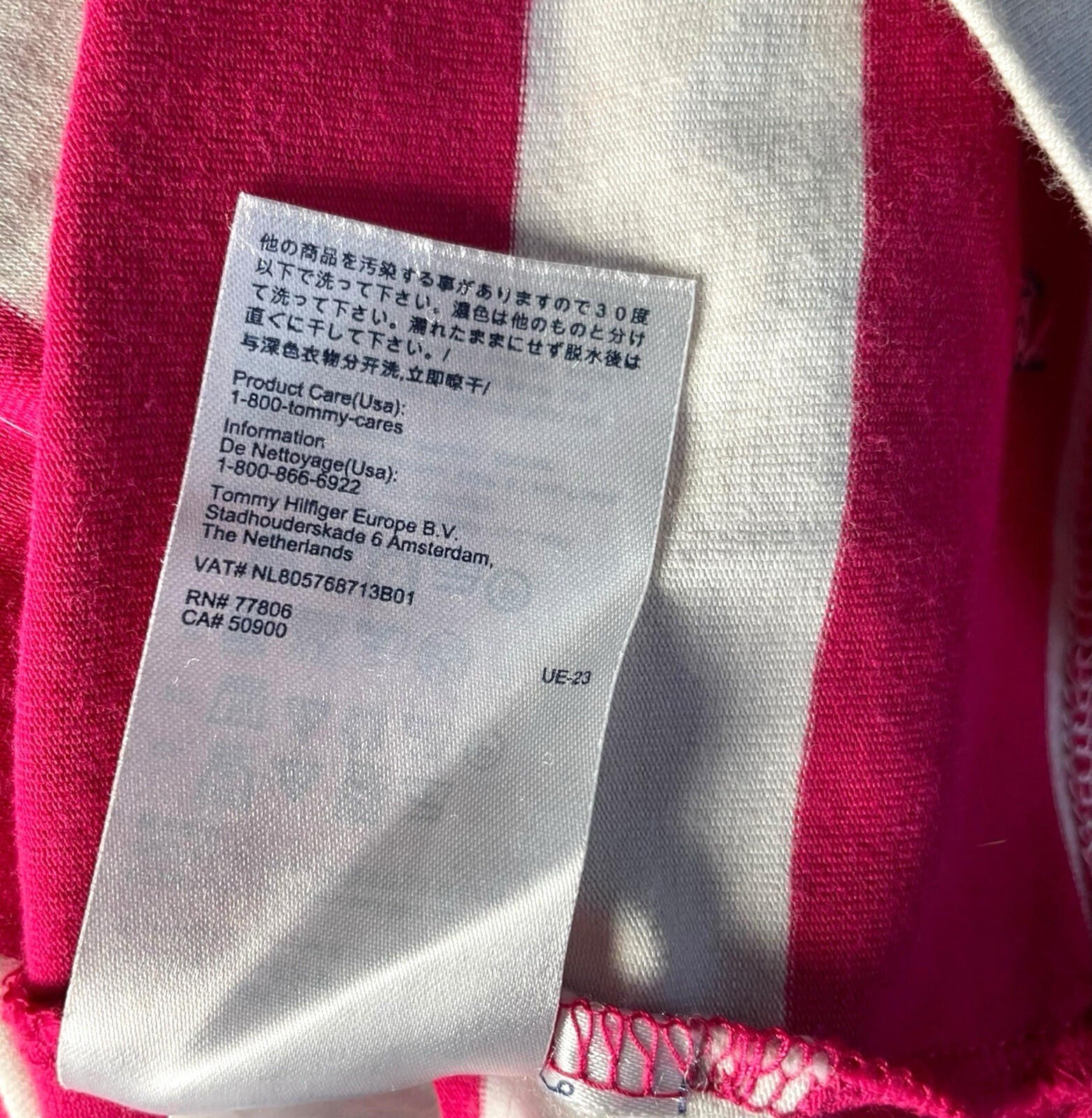 Tommy Hilfiger T-Shirt Dress Women’s UK Size M Striped Knee Length Pink