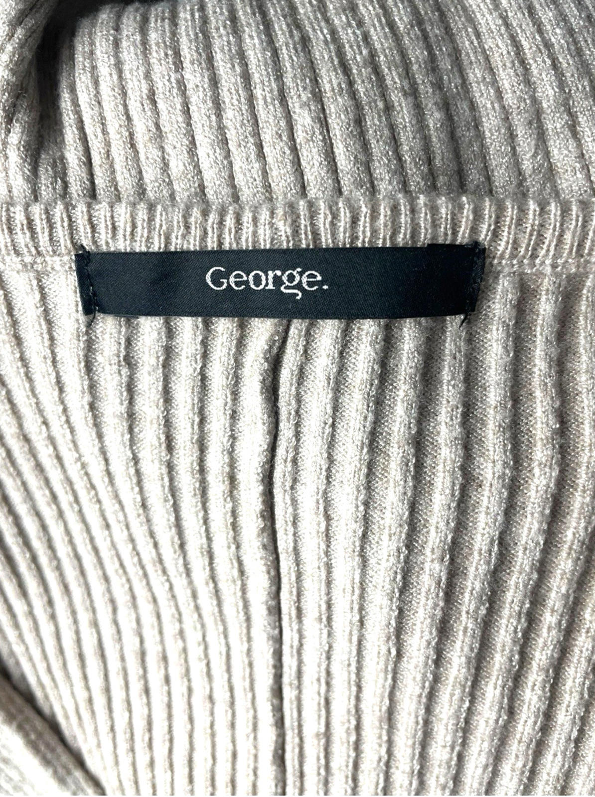 George Beige Ribbed Thin Jumper V Neck Women’s UK Size S