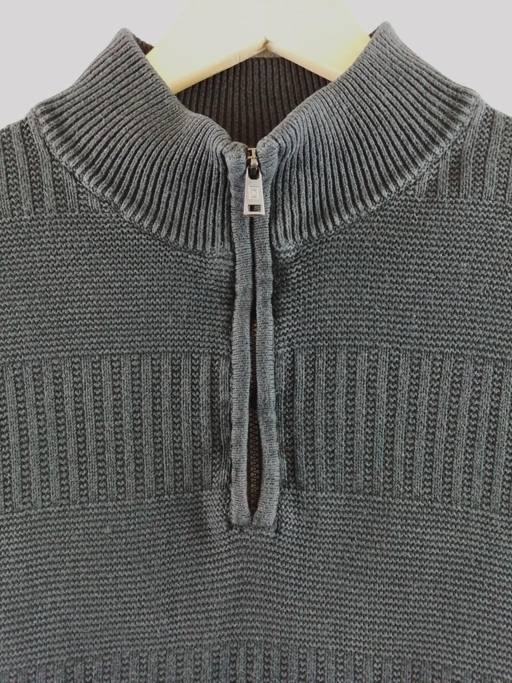 Ralph Lauren Chaps 1/4 Zip Ribbed Black Jumper Men's Size XL 100% Cotton