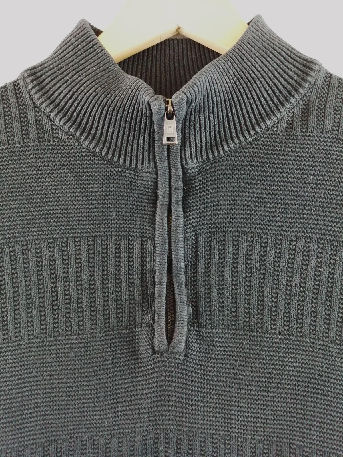 Ralph Lauren Chaps 1/4 Zip Ribbed Black Jumper Men's Size XL 100% Cotton