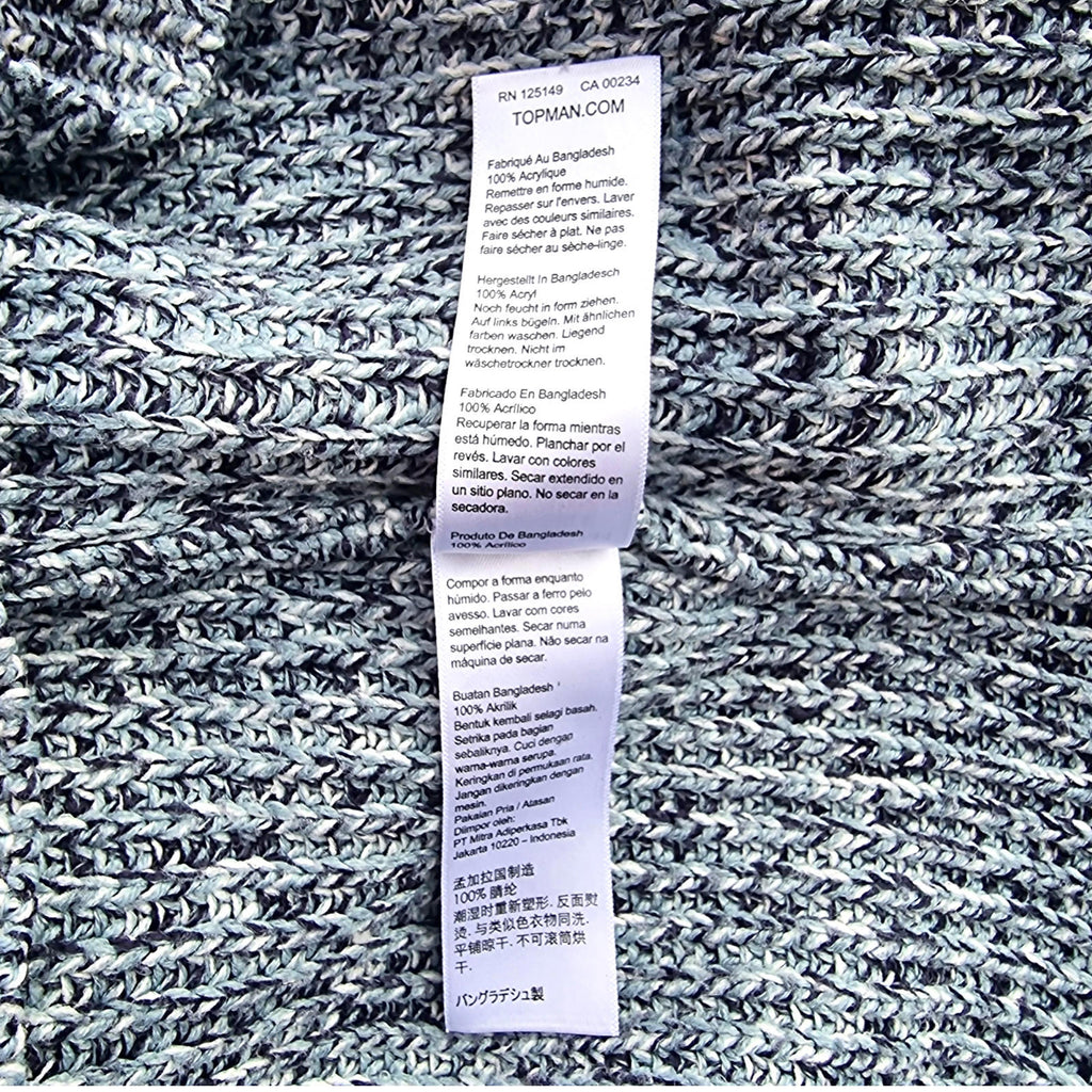 Topman Knit Jumper Men's UK Size M Blue White Crew Neck Sweater 100% Acrylic