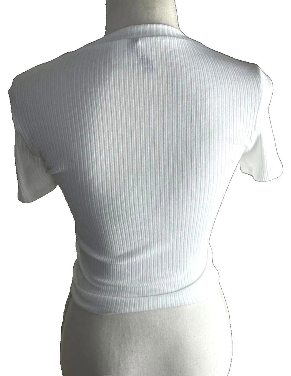 Divided Crop Top Women's UK Size S White Ribbed Ruffle Bow Detail Summer Cropped