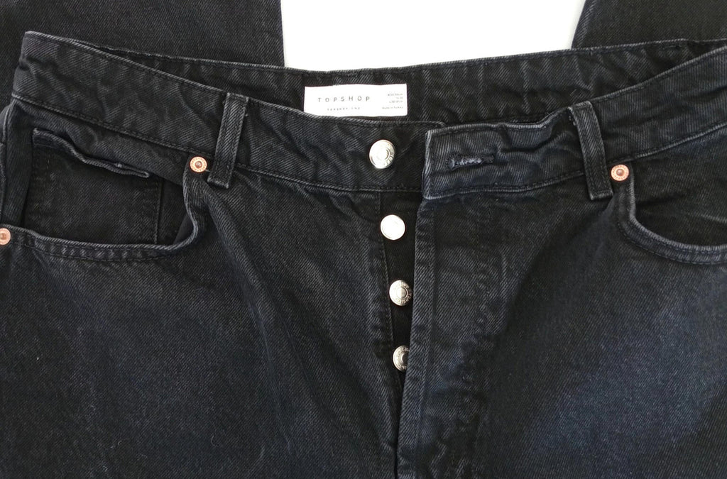 Topshop Jeans Men's UK Size 34" Waist 32" Leg Black 100% Cotton 5 Pocket Design