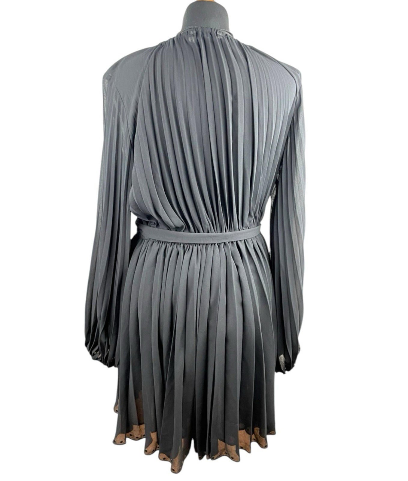 Zara Black Pleated Chiffon Dress Knee Length Women’s UK Size M
