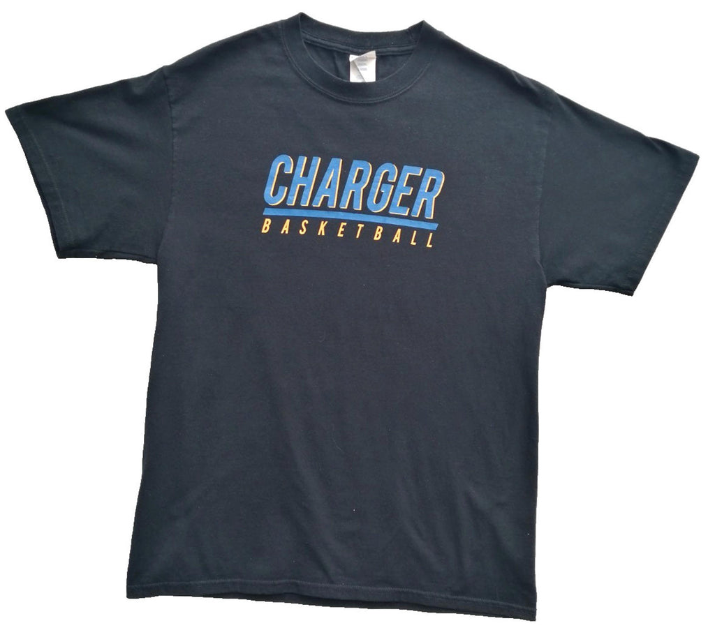 Charger Basketball Sports Graphic Print T-Shirt Men's Size M Black Crew Neck