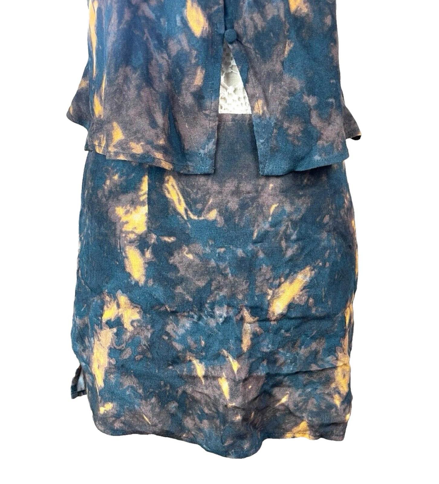 Tie-Dye Mini Skirt & Top Co Ord Set Women's UK Size 8 Rustic Halterneck Blue
