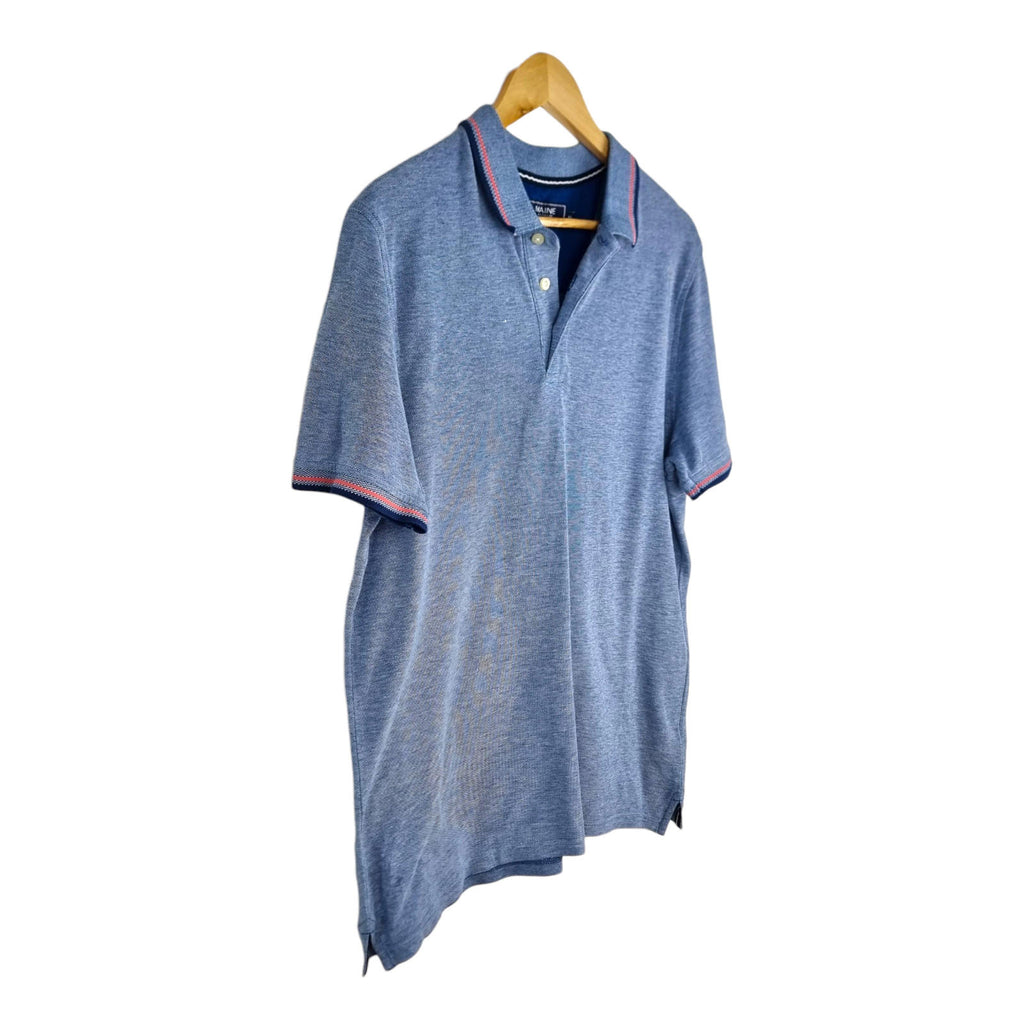 Maine Polo Shirt Men's UK Size M Blue Contrasting Trim 100% Cotton