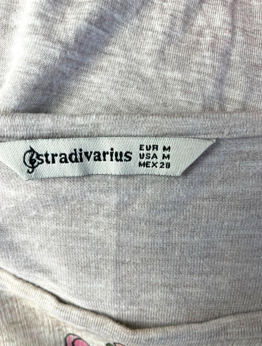 Stradivarius Floral Top Women’s UK Size M Short Sleeve Crew Neck Colour Block