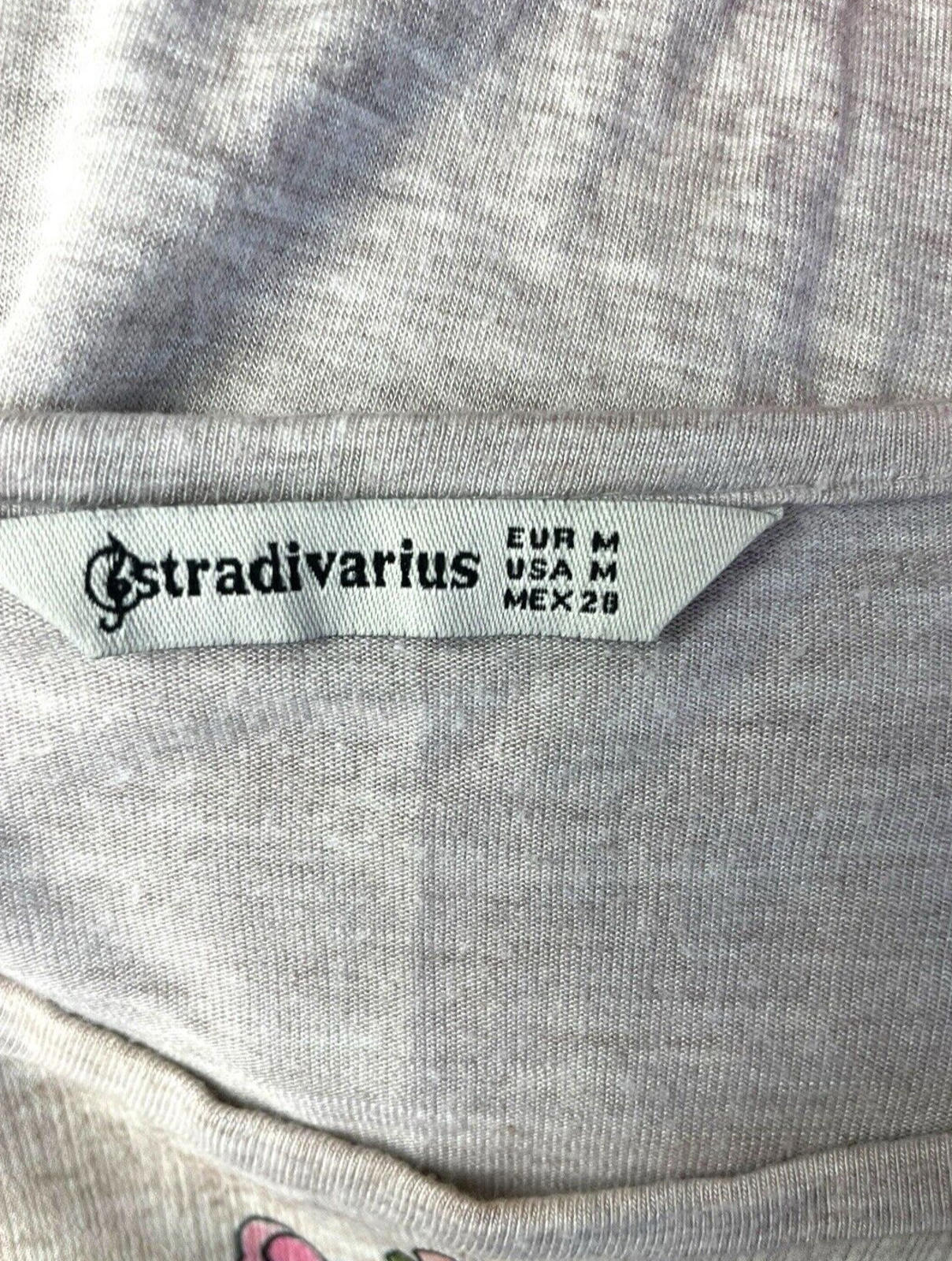 Stradivarius Floral Top Women’s UK Size M Short Sleeve Crew Neck Colour Block