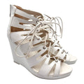 Aspirer Wedge Shoes Women's UK Size 7 Ankle Strap White Lace Up Faux Leather