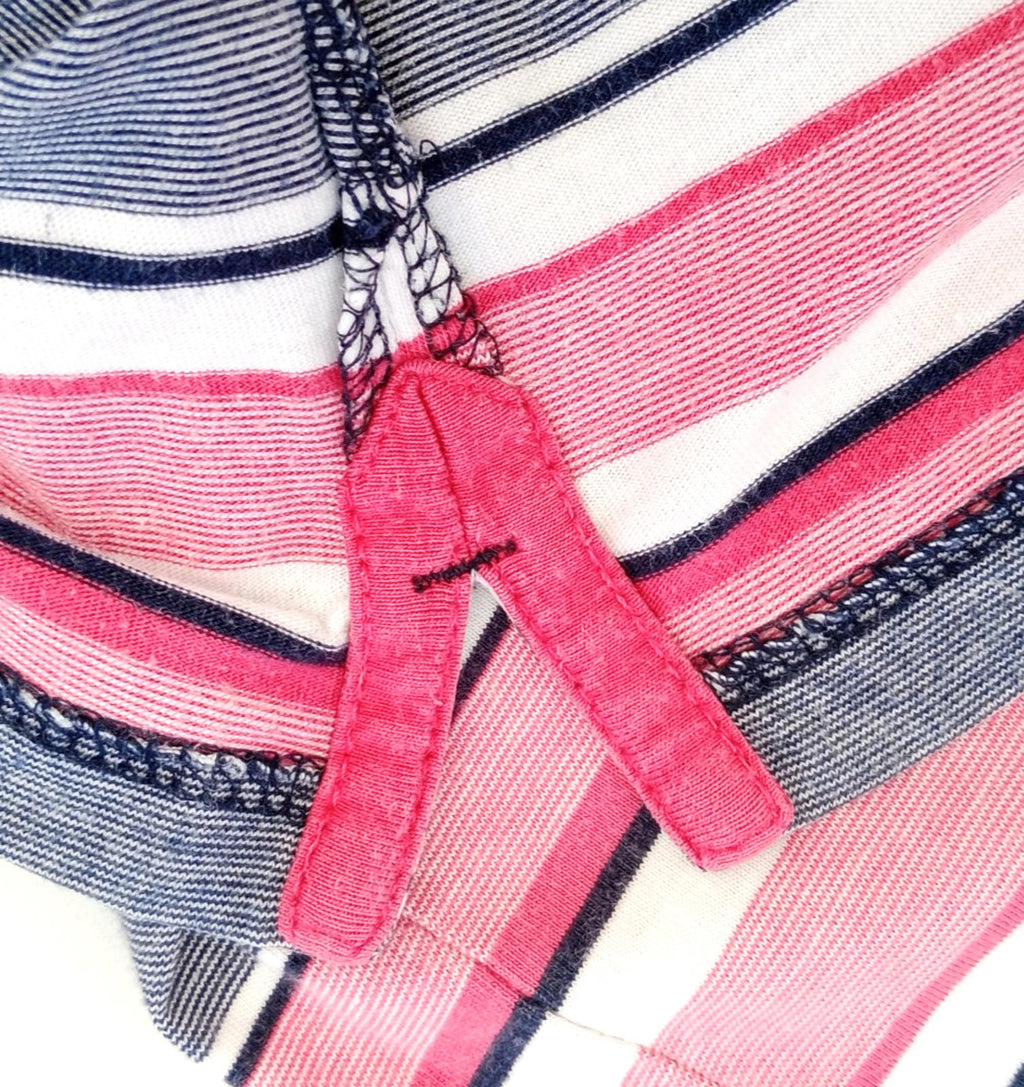 BHS Striped Polo Shirt Men's UK Size M Pink Grey 100% Cotton Embroidered Logo