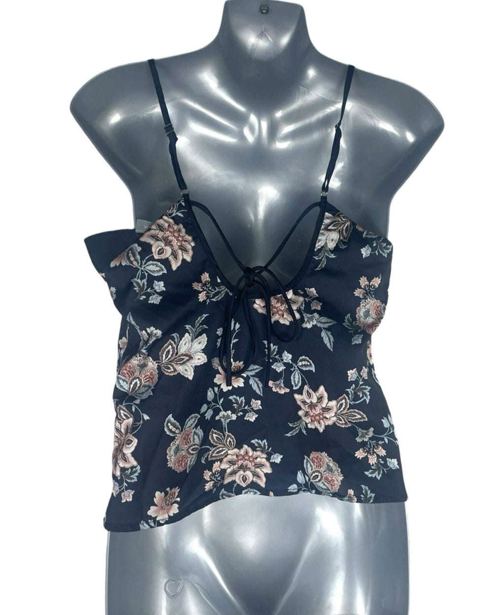 New Look Satin Camisole Top Women’s UK Size 8 Adjustable Strap Blue Floral