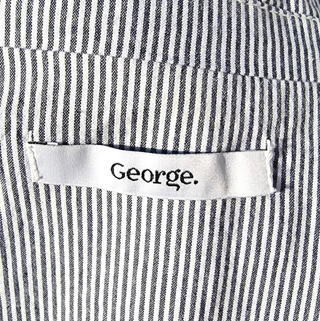 Blue Stripe Blazer Jacket Cotton White Pinstripes Size 10