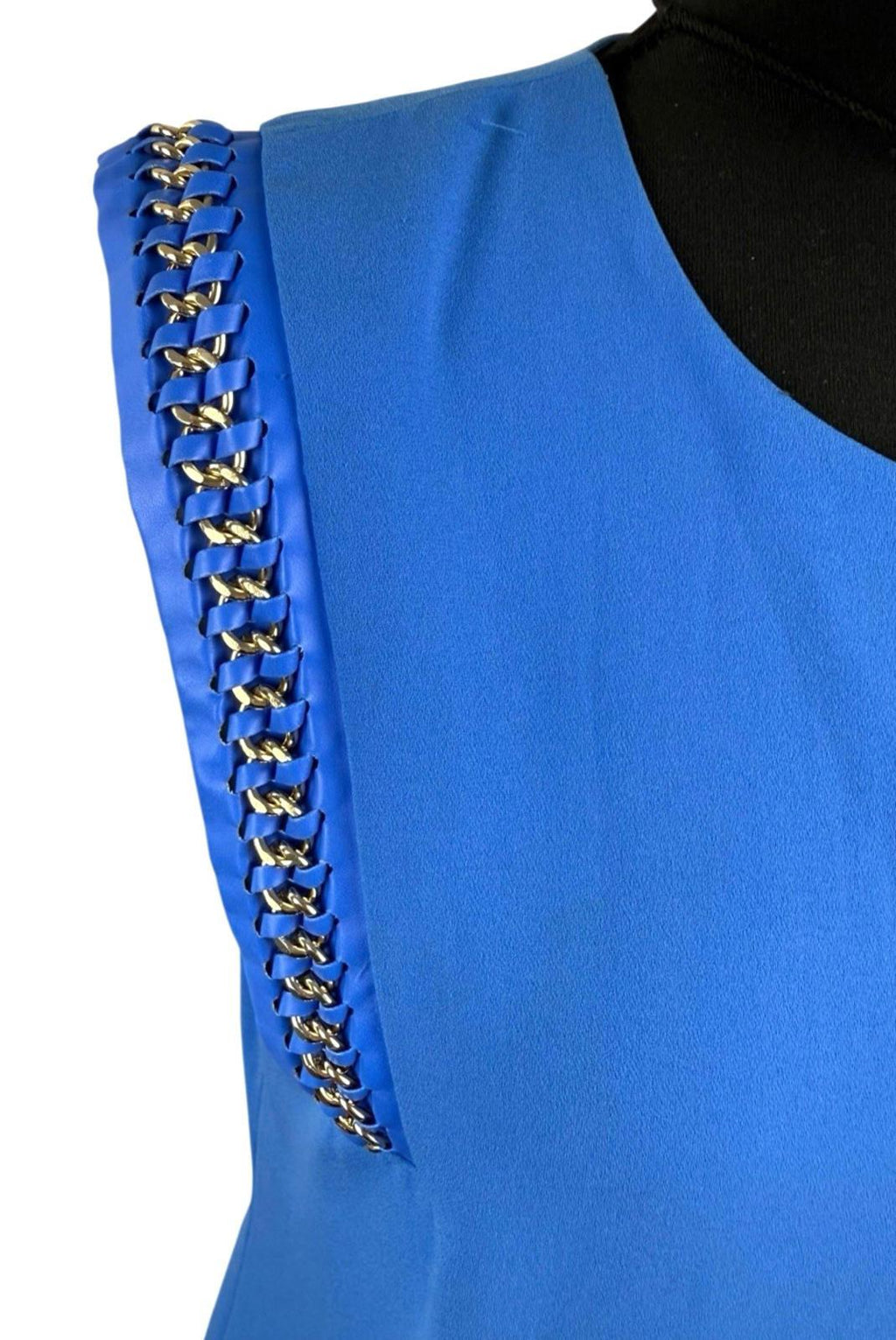 Spotlight By Warehouse Blue Mini Dress Gold Chain Detail Women’s UK Size 14