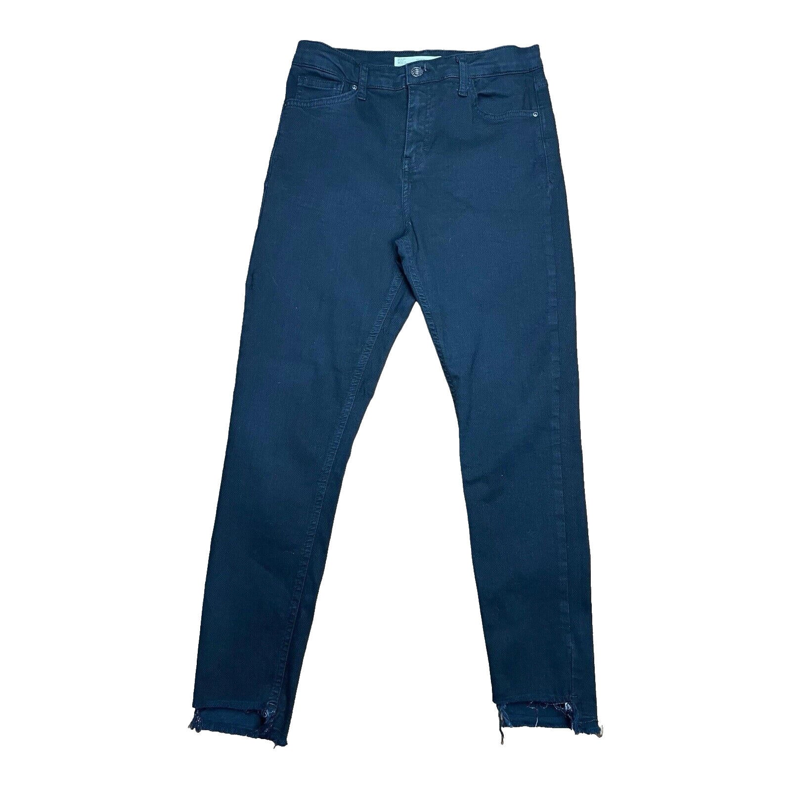 Topshop Motto Jamie Black Jeans Skinny Freyed Hem Women’s UK Size 12