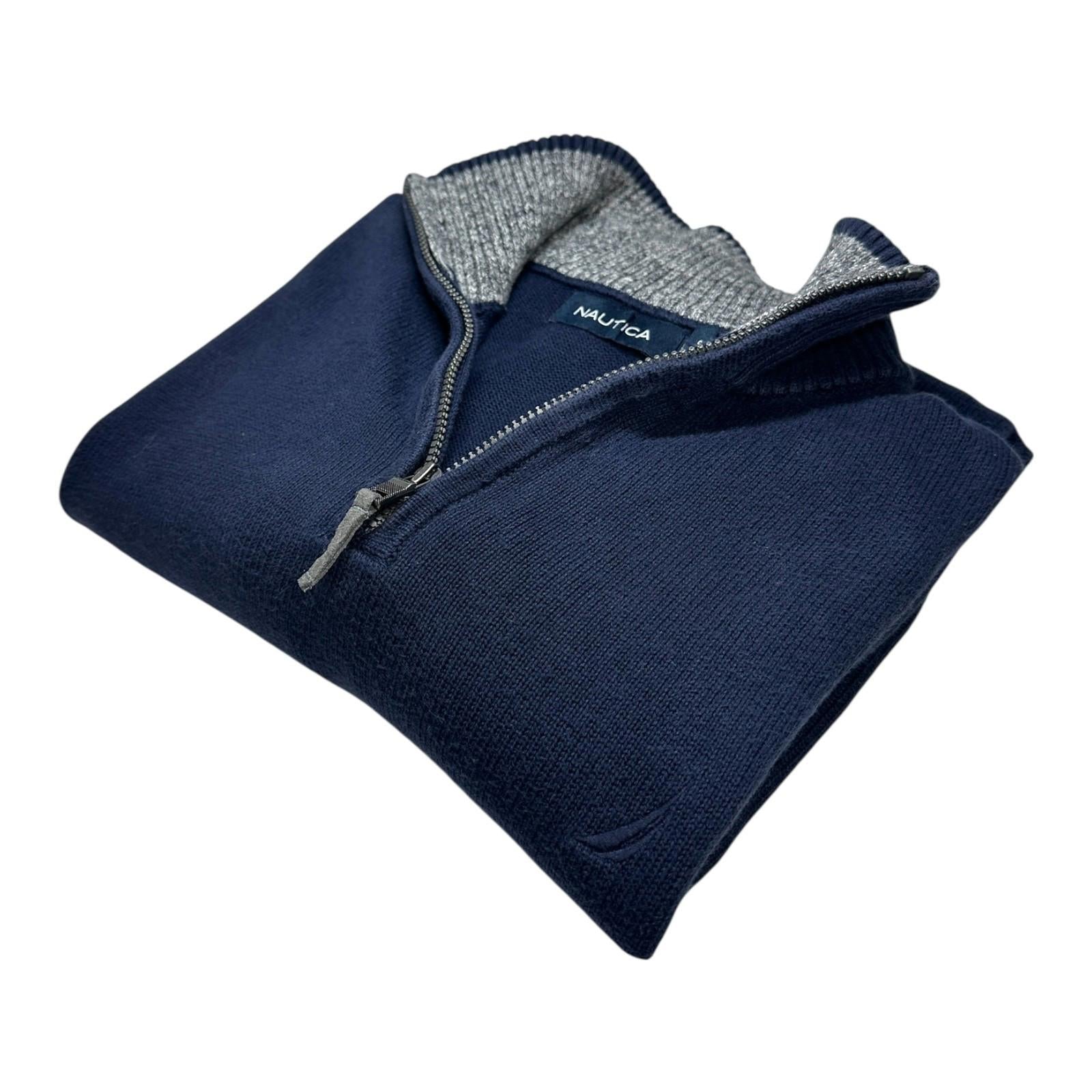 Nautica Jumper Men's UK Size S Blue Long Sleeve 1/4 Zip Embroidered Logo