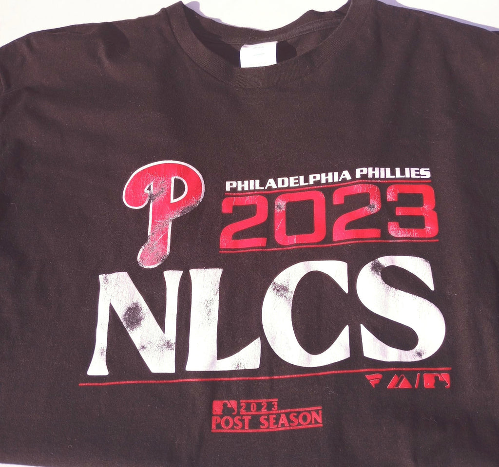 Philadelphia Phillies Graphic Print T-Shirt Men's UK Size XL Black Baseball Tee