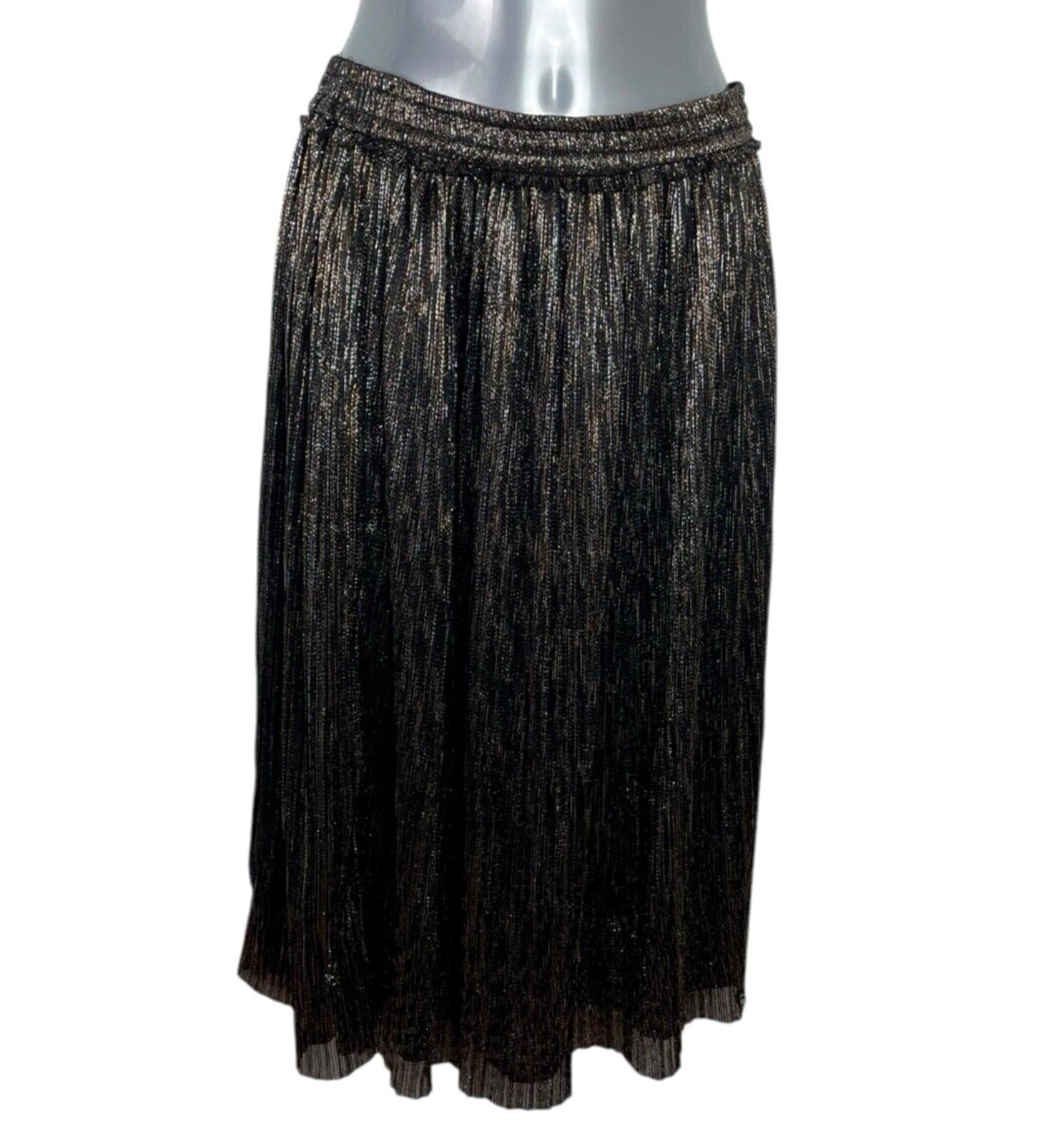Zara Basic Black & Gold Sparkle Party Skirt Maxi Lined Women’s UK Size XS