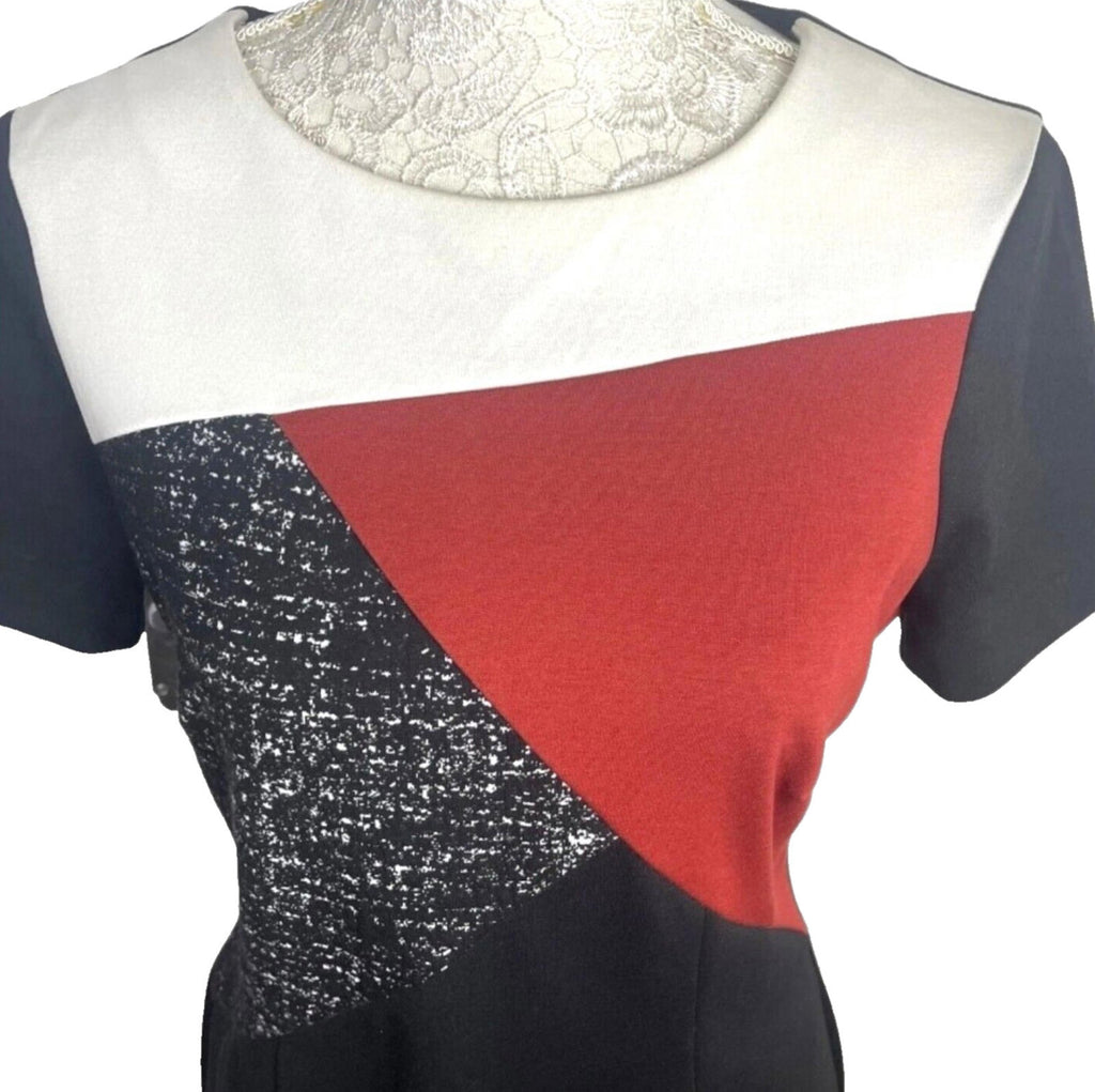 Debenhams Color Block Sheath Dress Women's UK Size 12 Short Sleeve Paneled